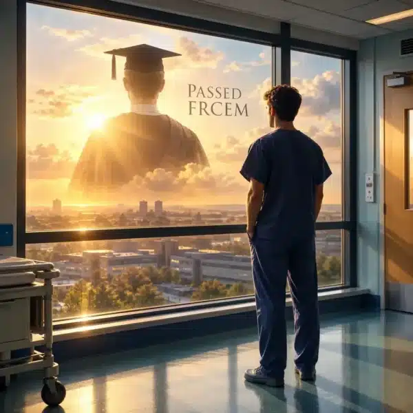 Doctor looking towards a vision of passing the FRCEM examination